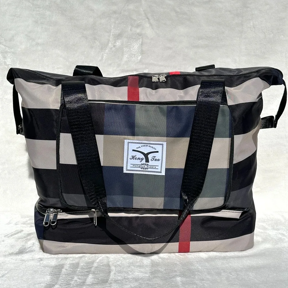 Large Travel Tote Duffel Bag Foldable Waterproof Gym Bag Shoe Section Carry On